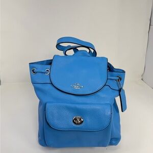 Coach Sky Blue Leather Backpack